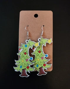 Christmas Earrings Jewelry Trees Festive Party Holiday Green Whimsical Fun - Picture 1 of 3