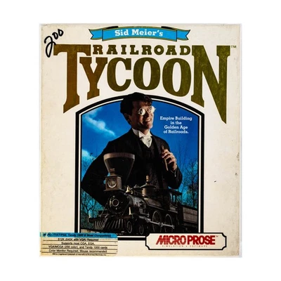 Microprose Computer Game Sid Meier's Railroad Tycoon (PC 5 1/4") VG+/EX - Image 1 of 2