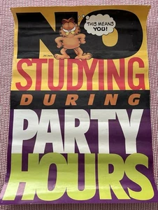 Garfield Kunst Poster Kein Studium während der Partyzeiten 1978 Argus gerollt - Bild 1 von 6