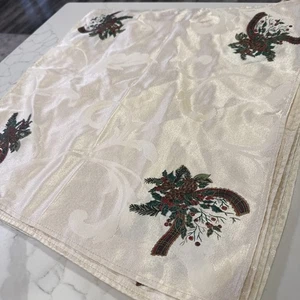 Weihnachten Damast Stechpalme Karo Band Jugendstil Stoffservietten 7er Set - Bild 1 von 10