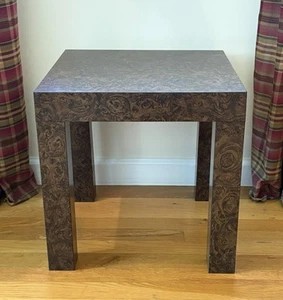 Vintage Parsons Table Burl Wood 16" Square Mid Century Modern 16" Tall - Picture 1 of 6