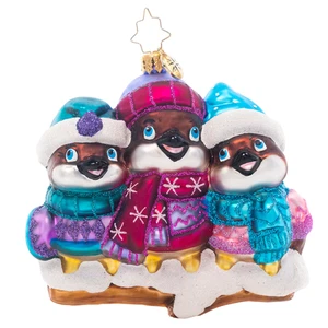 Christopher Radko Bundle Up Birdies Glass Christmas Ornament 1021442 - Picture 1 of 3