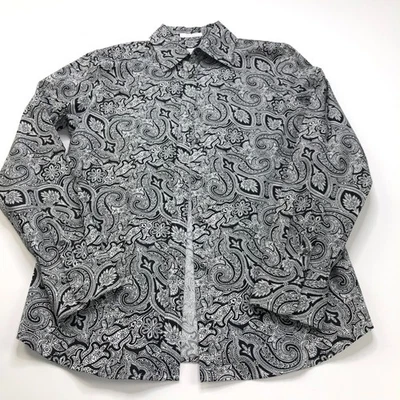 Charter Club Paisley Iron Free Size 4 Women's Button Long Sleeve Dress Shirt - Image 1 of 4