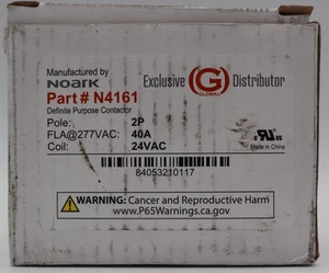 Noark N4161 Definite Purpose Contactor With Lugs, 24 V Coil, 40 A, 2-Pole - Picture 1 of 5