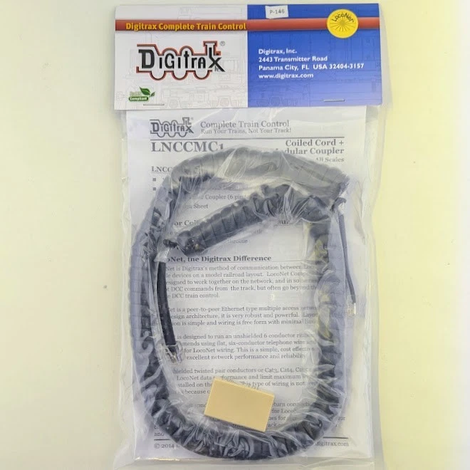 Digitrax LNCCMC1 Coiled Cord & Rj12 Modular Adapter
