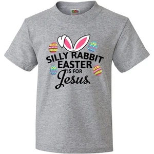Inktastic Silly Rabbit Easter Is For Jesus With Bunny Head And Youth T-Shirt Tee - Picture 1 of 8