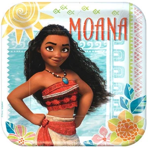 Moana Disney Princess Square Lunch Plate and Napkin Happy Birthday Party Pack - Picture 1 of 2