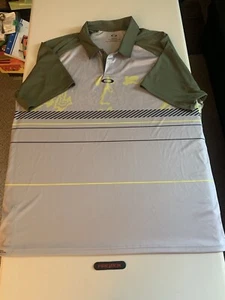 Oakley Green Gray Yellow Performance Golf Polo Shirt - XXL Stretch Polyester - Picture 1 of 5
