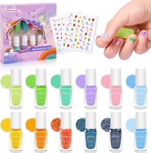 Kids Nail Polish Set for Girls 12 Light Candy Colors Nail Polish Kit Toddler Non - Picture 1 of 12