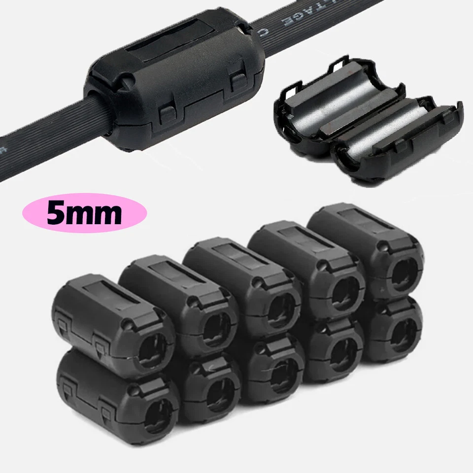 10/20x 3.5mm 5mm Ferrite Core Ring Clip-On RFI EMI Noise Suppression Cable Clip - Image 1 of 1