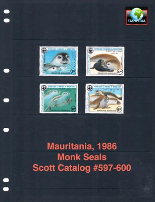 Valor Scott de $14,40 - Mauritania 1986 focas monje vida silvestre africana CV MNH NH UMM Foto 1 de 4