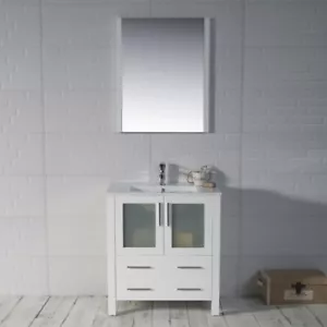 Blossom Sydney 30" Single Vanity Ceramic Sink with Mirror, All-Wood Glossy White - Picture 1 of 1