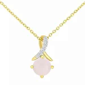 Naava 9ct Yellow Gold Opal and 0.02ct Diamond Twist Pendant Necklace - Picture 1 of 6