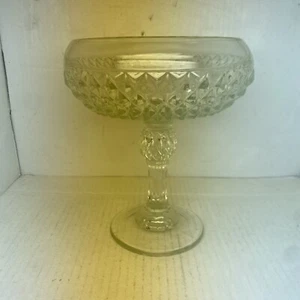 Plato de caramelo transparente de compota con pedestal de punta de diamante de vidrio Indiana de colección - Imagen 1 de 3