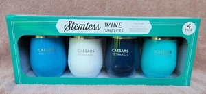 Caesars Rewards Weinbecher 12 Unzen Schluckdeckel Doppelwandig Edelstahl 4er Set - Bild 1 von 5