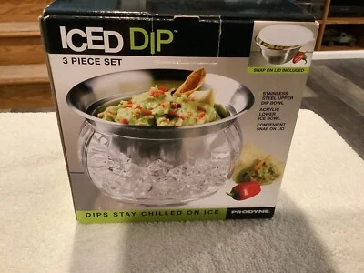 NEW Prodyne ICED DIP 3 Piece Serving Set (2010/IC-6) Stainless Steel Dip Bowl - Image 1 of 2