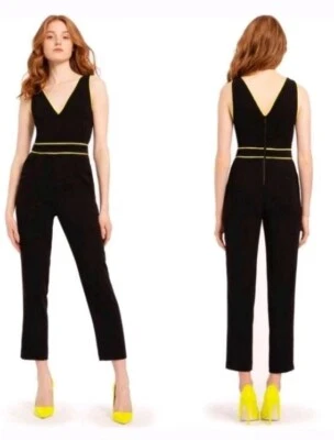 Комбинезон Alice + Olivia Black Jeri Neon Chartreuse с трубками прямые штанины - размер 10 - Изображение 1 из 4