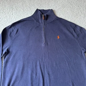 NEU Polo Ralph Lauren Pullover Herren Large blau 1/4 Zip Pulli Pima Baumwolle - Bild 1 von 9