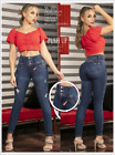 Jeans Slim Butt Lifter Blue Ripped Push Up Levanta Cola High Rise Sexy Colombian
