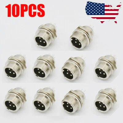10 PCS 4 Pin Ham & CB Radio MIC Microphone connector Male Panel chassis Mount ` - Image 1 of 4
