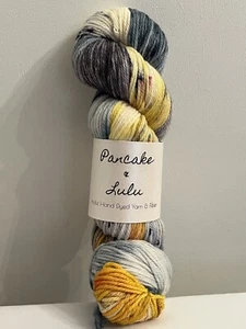 Pancake & Lulu Hand Dyed Yarn Skein 100% Merino Wool Multicolor Blue Gray Gold - Picture 1 of 9