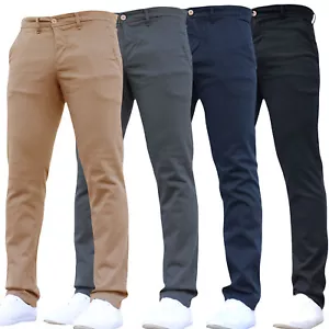 CROSSHATCH Mens Stretch Chinos Designer Casual Work Cheap Pants Jeans Trousers - Picture 1 of 17