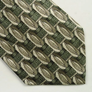 Vintage Pierre Cardin Green Tan Leaf Botanical Print Tie 56x4 Classical Profess - Picture 1 of 6