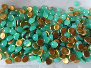 Full pack 288 Czech. Glass round cabochones 7mm Green Opal/foiled. - Picture 1 of 1
