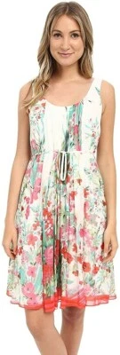 Vestido para mujer Donna Morgan 241399 sin mangas plisado de gasa geranio talla 8 Foto 1 de 4