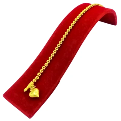 Thai Baht Gold Plated 23k 24k Bracelet Chain Jewelry Women Yellow Heart Pendant - Image 1 of 4