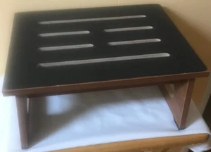 NEW 3 Piece WOODEN STEP STOOL 15.5" X 13" X 6.75" Brown w/ Rubber Coating on Top - Picture 1 of 7