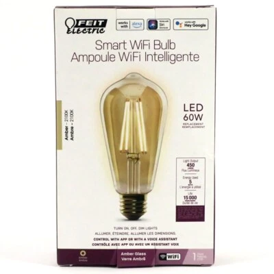 Feit Electric, ST1960/FIL/AG, Smart WiFi Blub, LED, 60W, 450 Lumens, Amber Glass - Image 1 of 4