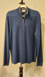 Tasca Collection Men's Merino Wool 1/4 Zipper Pull Over Long Sleeve Sweater Sz L - Picture 1 of 9