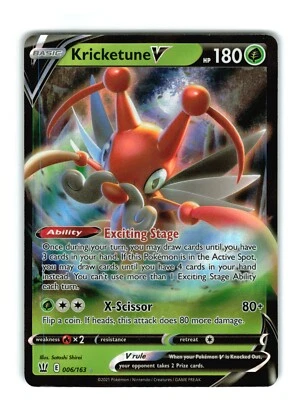 Pokemon TCG Kricketune V Battle Styles 006/163 Holo Ultra Rare NM - Image 1 of 2