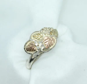 BLACK HILLS GOLD 3 COLOR RING 14K Gold Overlay in White, Rose, and Yellow - Picture 1 of 6