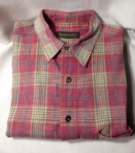 Camicia da uomo Timberland Weathergear maniche corte rossa a quadri bottoni sul davanti taglia L - Foto 1 di 7