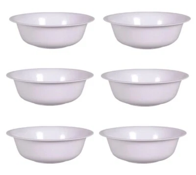 Упаковка из 6 прочных БЕЛЫХ зерновых чаш шириной 6,5 дюйма без бисфенола А пластик БЫСТРАЯ БЕСПЛАТНАЯ ДОСТАВКА - Изображение 1 из 2