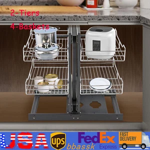 Swing Left & Right Blind Corner Kitchen Cabinet Pull Out Pantry Racks Organizer - Picture 1 of 22