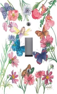 Lichtschalter WANDPLATTE Steckdose Abdeckung Wohnkultur SCHMETTERLING FEE BLUMEN FRÜHLING - Bild 1 von 26