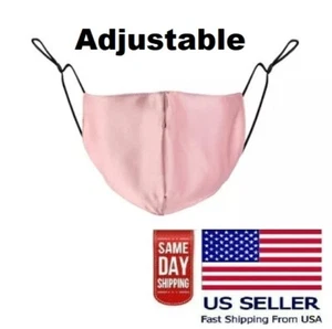 Maschera viso seta rosa blush regolabile elastica lavabile panno adulto spedizione veloce USA - Foto 1 di 8