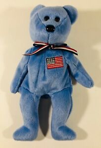 TY Beanie Baby - September 11 Twin Towers  America The Patriotic Blue Bear 2001 