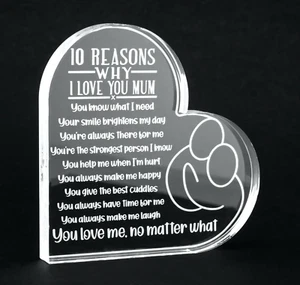 Corazón de amor grabado con caja de regalo. Mamá Gran Nana Tía Hermana Primo Recuerdo - Imagen 1 de 6