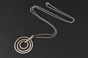 10K White & Yellow Gold Pendant w/ Diamonds on 18" Chain - 4.2g Total - Picture 1 of 13