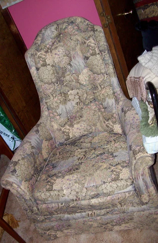 Vintage Botanical Tapestry Style Fabric Club Arm Chair Tufted Button Pillow Back Cover