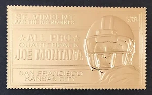 St Vincent JOE MONTANA 23kt Gold Foil Stamp ALL PRO QUARTERBACK Football SPORTS - Picture 1 of 1