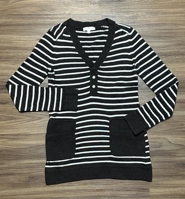 Suéter túnica a rayas Tory Burch Felicia mezcla lana/cachemira marrón talla XS Foto 1 de 4