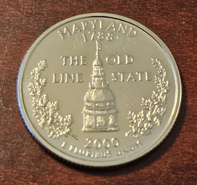 2000 S Maryland State Mint Clad Proof ~ Statehood Washington Quarter Dollar - Image 1 of 2