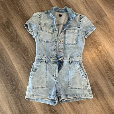 Gap кислоты стирка коротким рукавом джинсовой ткани подпоясанный Детский комбинезон/джемпер размер 6P - Изображение 1 из 4