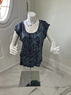 Liz Claiborne Blue Short Sleeve Top PL - Image 1 of 4