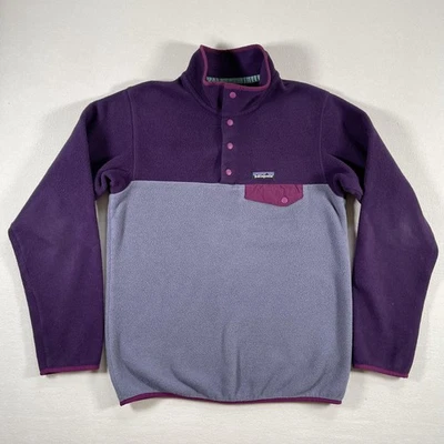 Pullover vintage Patagonia para mujer pequeño púrpura gris Synchilla Snap T polar Foto 1 de 4